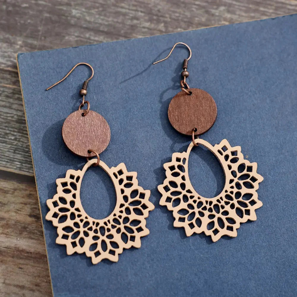 Boho Mandala Geometric Cutout Dangle Earrings