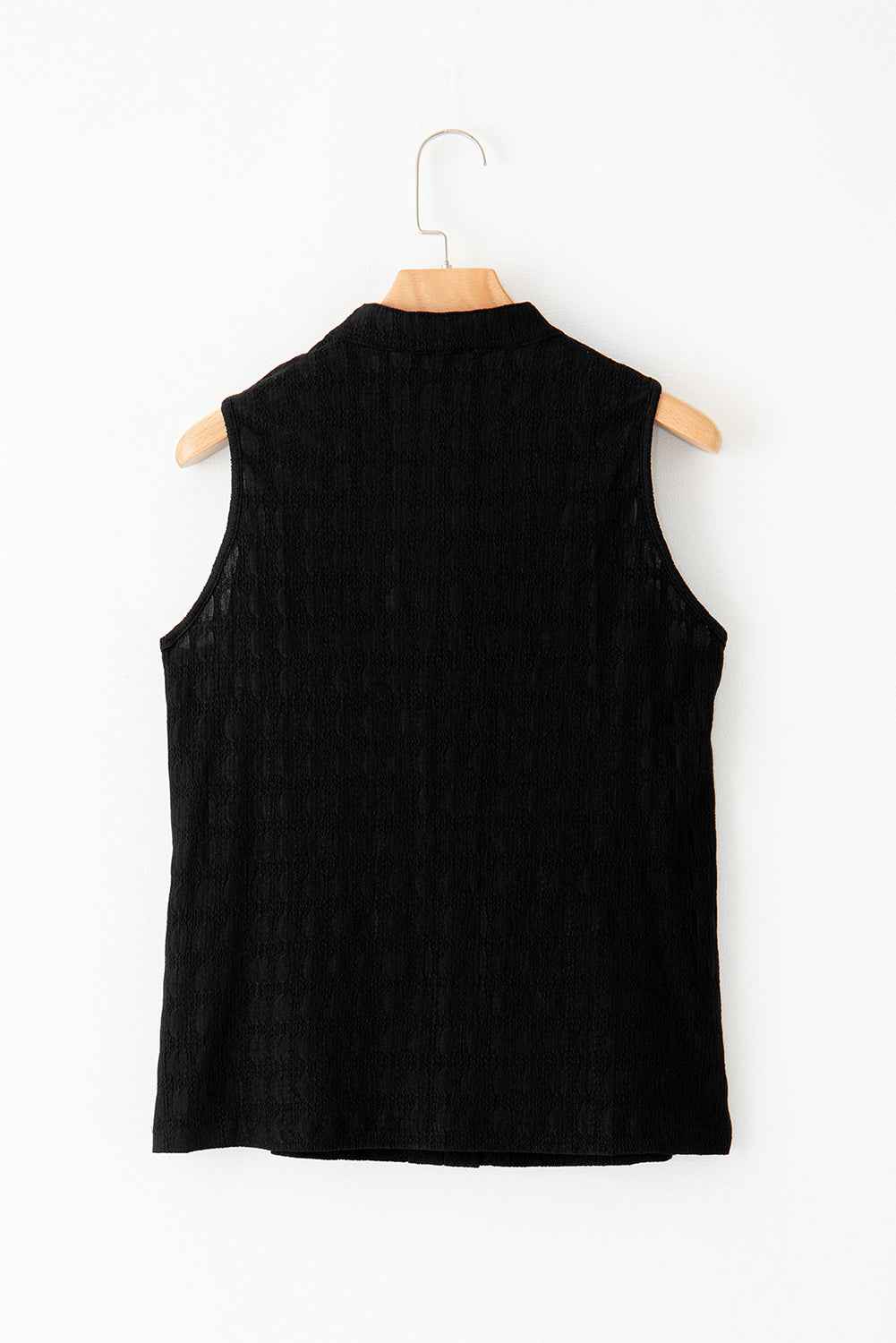 Sea Green Sleeveless Top - Textured Split V Neck Women's Shirt
