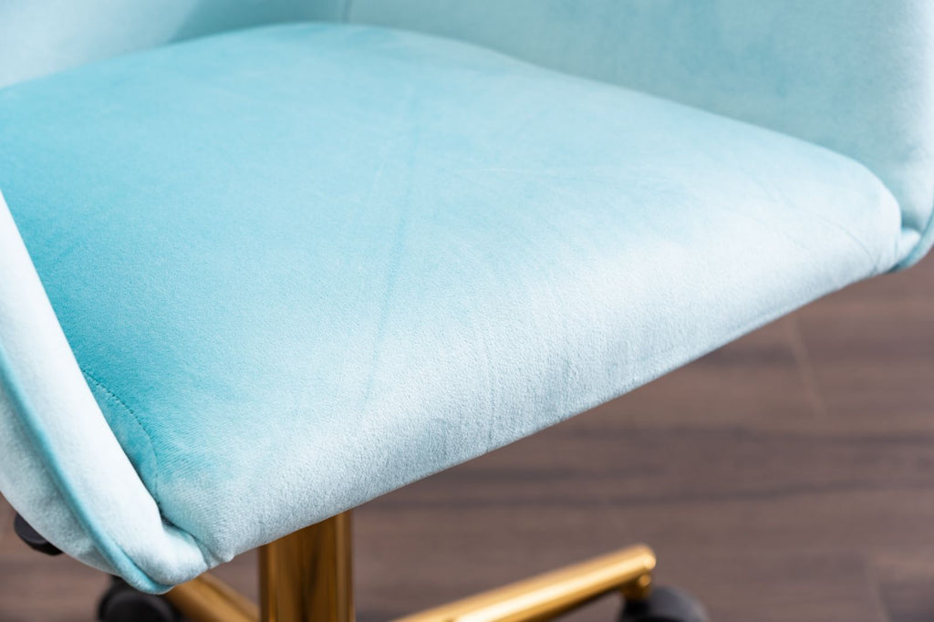 Modern Velvet Fabric Material Adjustable Height 360 revolving Home Office Chair Aqua Light Blue