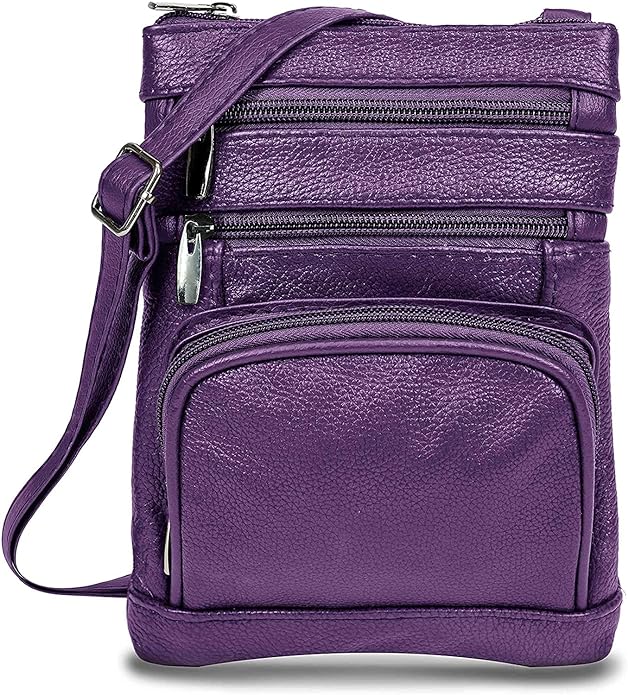 Krediz Genuine Leather Cross Body Handbag - Soft & Durable Crossbody Bags- 3 Sizes Multiple Colors
