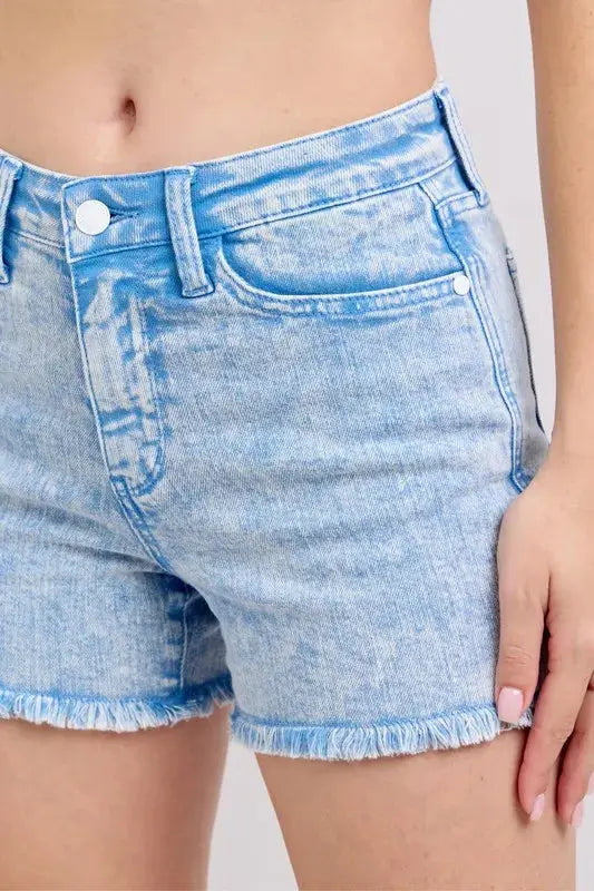Judy Blue Jeans - Full Size Mid Rise Garment Dyed Denim Shorts
