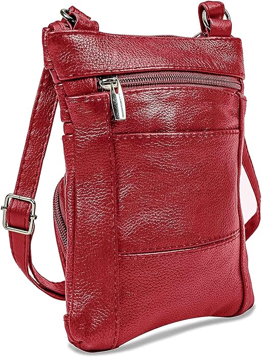 Krediz Genuine Leather Cross Body Handbag - Soft & Durable Crossbody Bags- 3 Sizes Multiple Colors