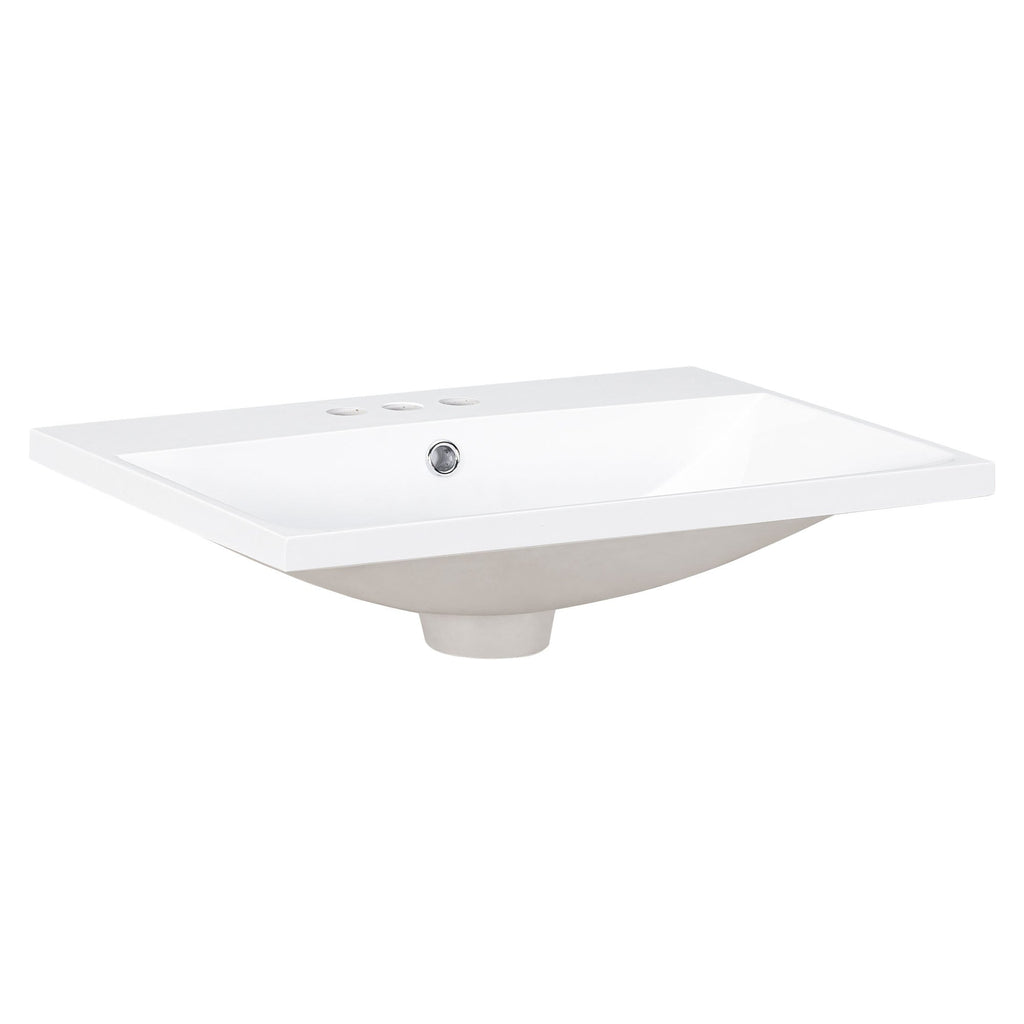24" Bathroom Vanity Top Only White Basin 3-Faucet Holes  4" Faucet Available Ceramic