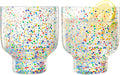 Khen Confetti Stemless Tumblers Set Colorful Drinkware Barware Clear Festive Cups - 12oz Clear