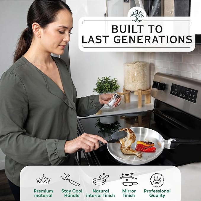 10-Inch Chef Skillet – Quick & Even Heat Distribution – Lightweight Cast Aluminum Frying Pan