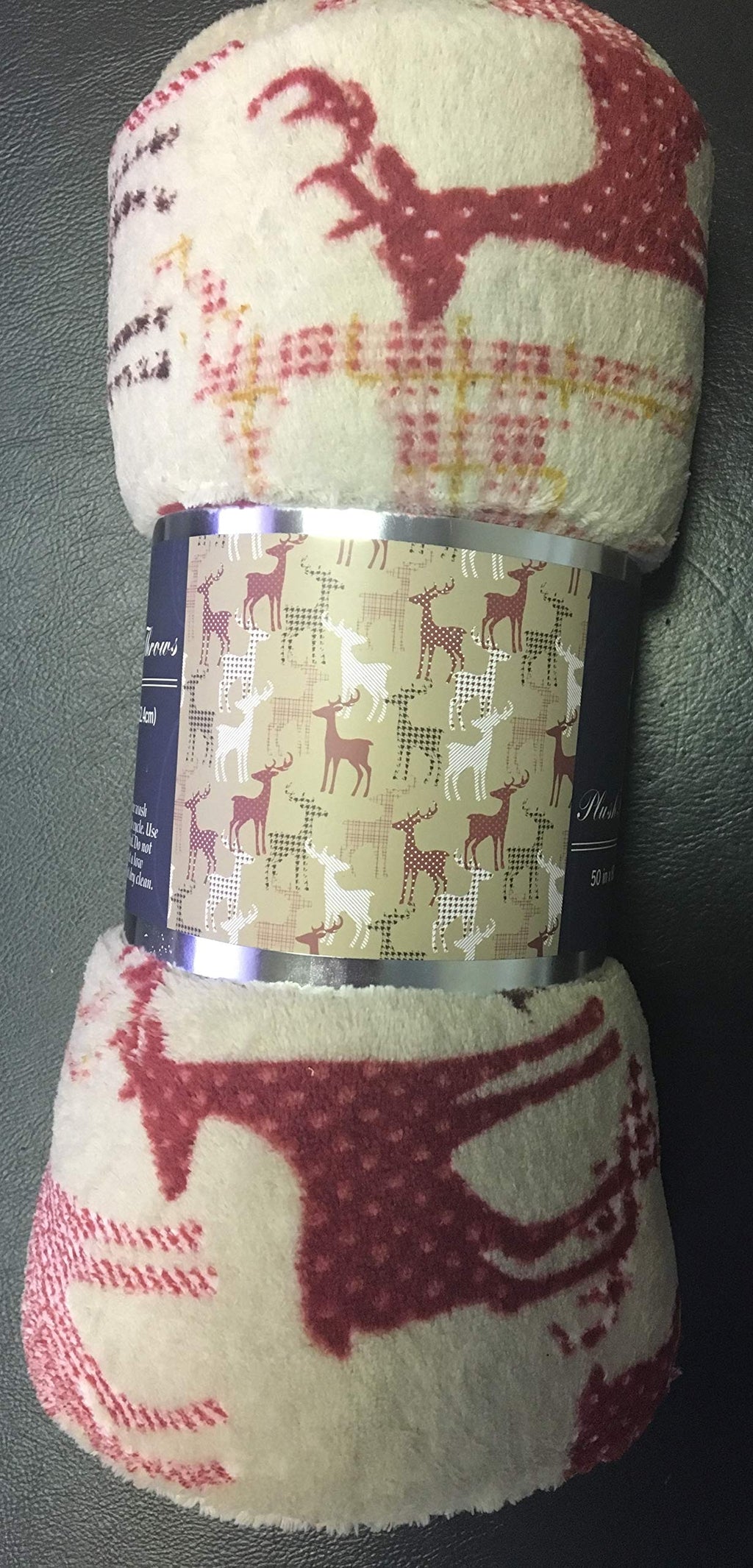 Decor&More Festive Holiday Microplush Throw Blanket (50" x 60") - Reindeer Silhouette