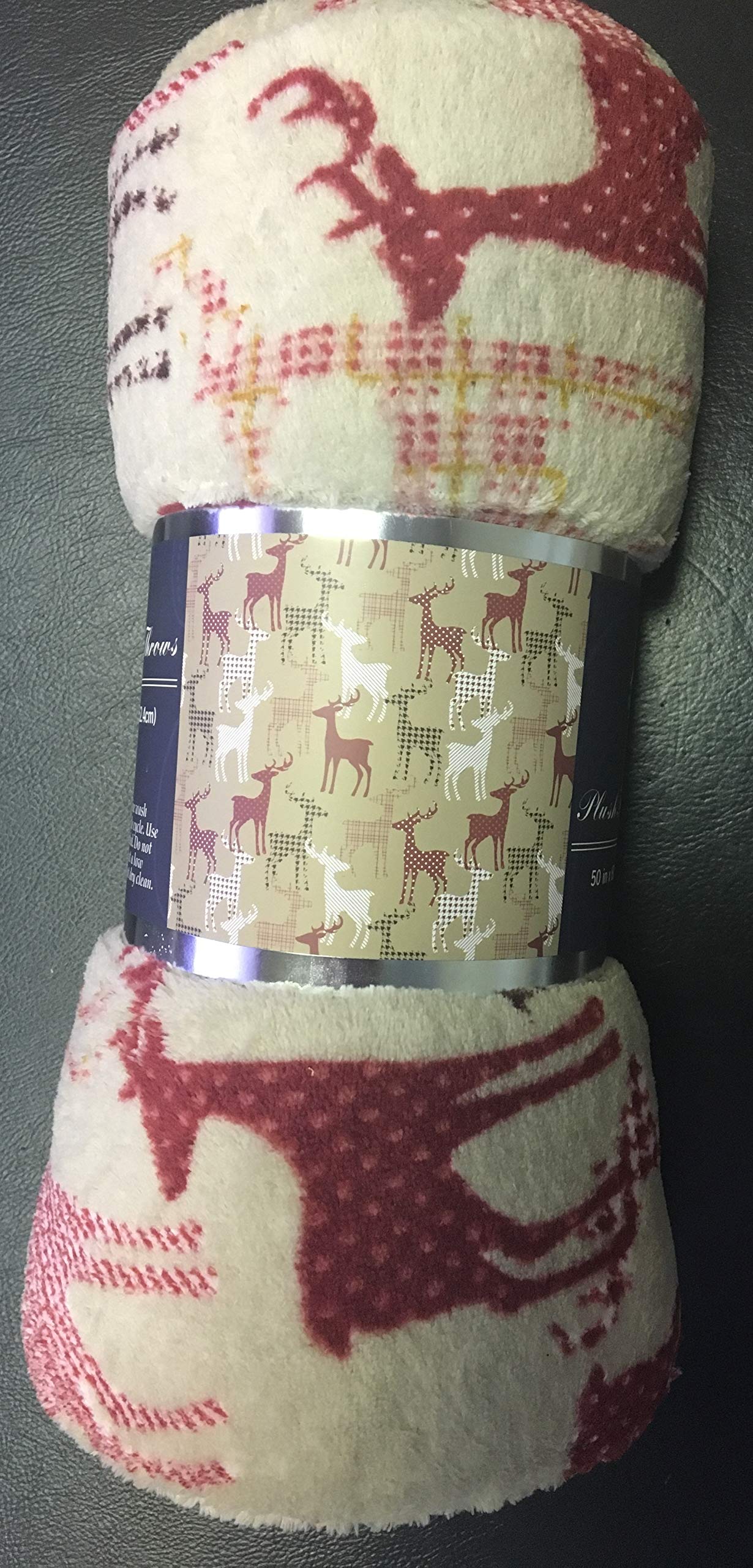 Decor&More Festive Holiday Microplush Throw Blanket (50" x 60") - Reindeer Silhouette