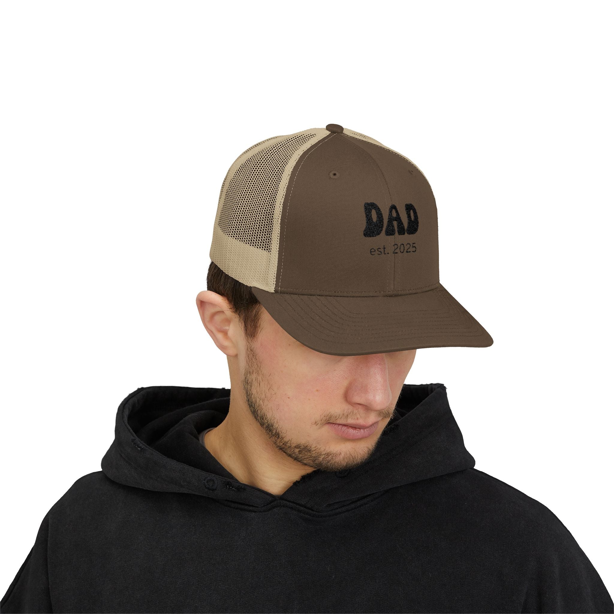 Dad Est. 2025 Snapback Trucker Cap, New Dad Gift, Father's Day Hat, Casual Summer Cap, Memorable Baby Announcement