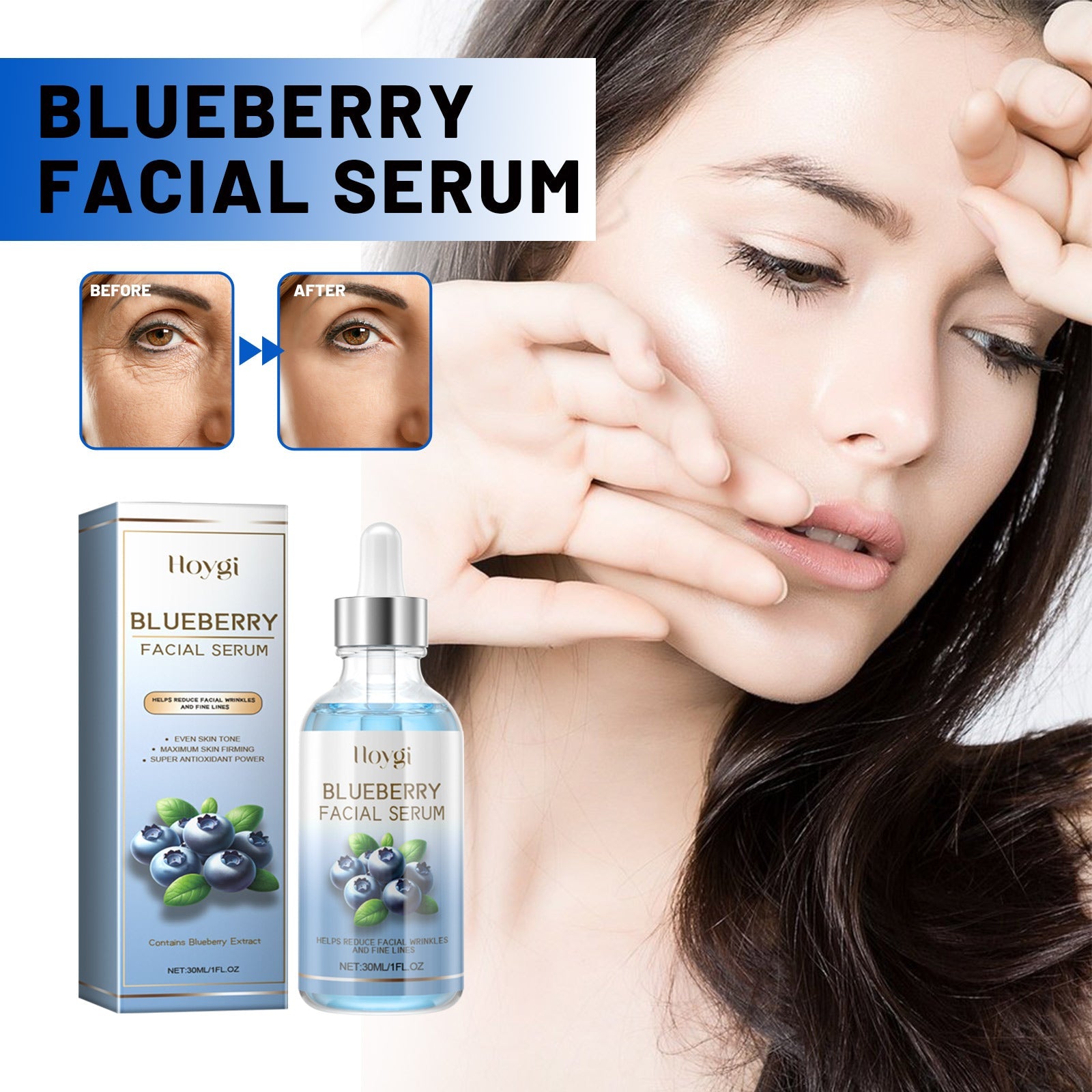 Blueberry Facial, Care Facial Skin Deep Cleansing Anti-Wrinkle Skin Care Essence Beauty Brightening Cream