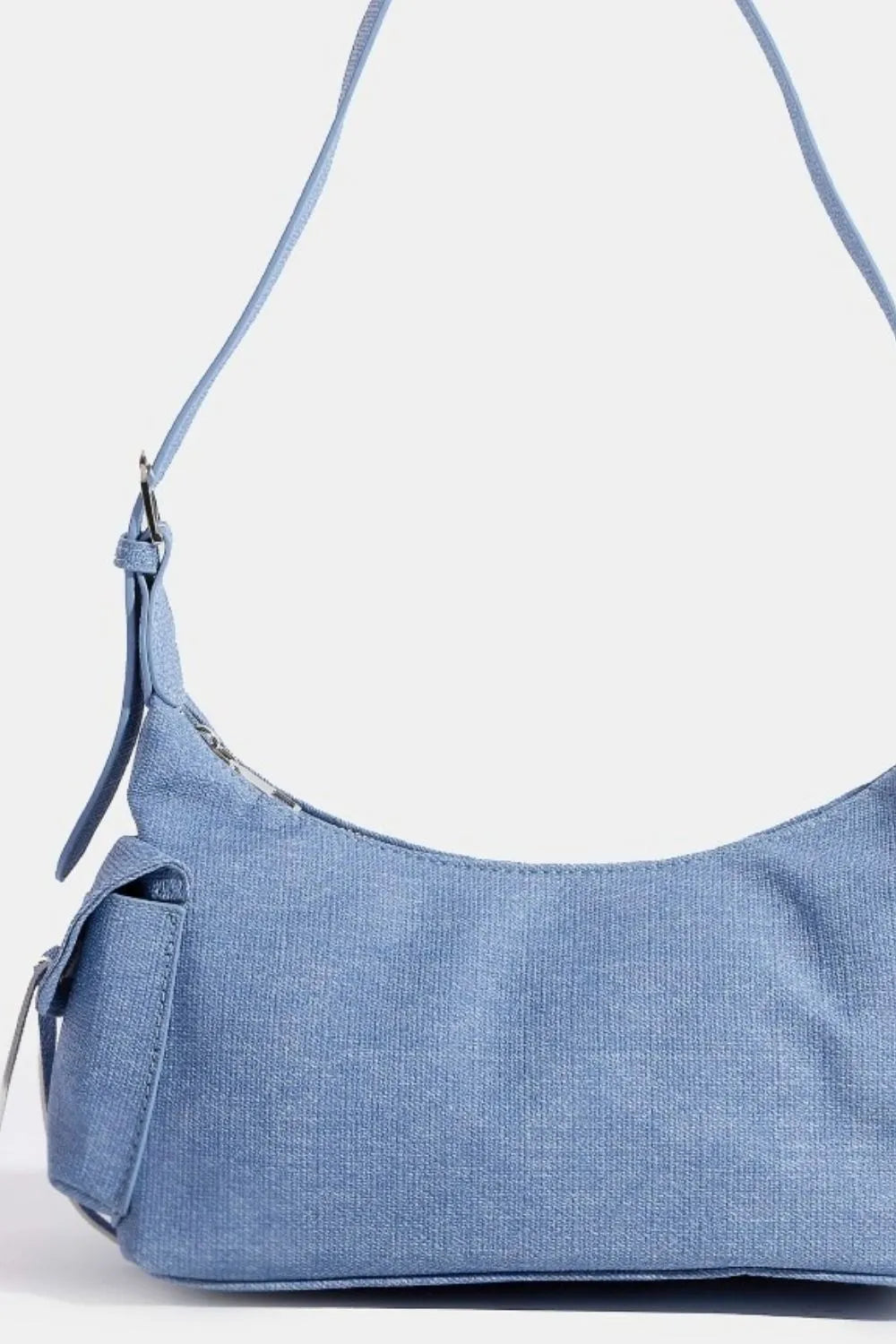 Fame Braided Accent Blue Shoulder Bag Double Pockets