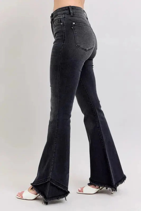 Judy Blue Full Size/Plus Size High Waist Flare w/ Mock Fray Tulip Hem