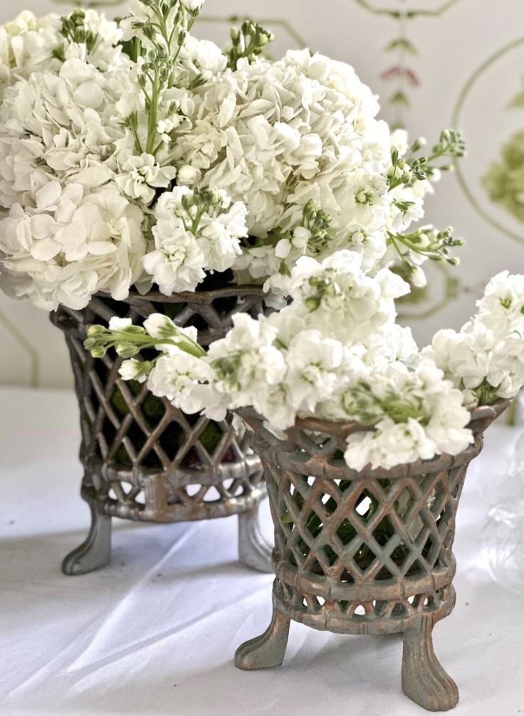 Pewter & Gold Lattice Footed Planter