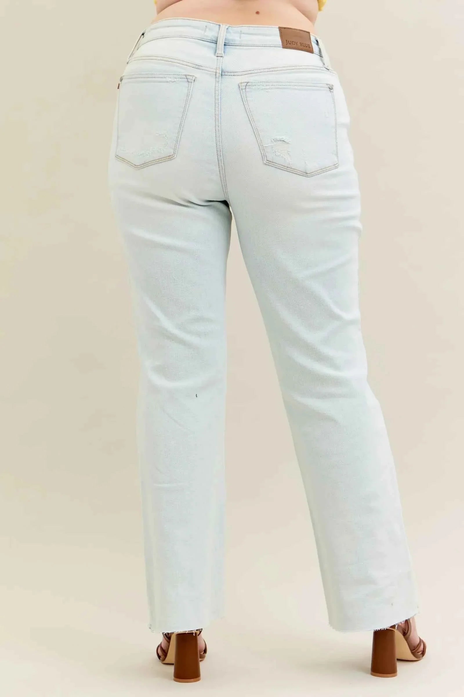Judy Blue Full Size Destroy & Fray Hem Bootcut Jeans Plus Size Women's Pants