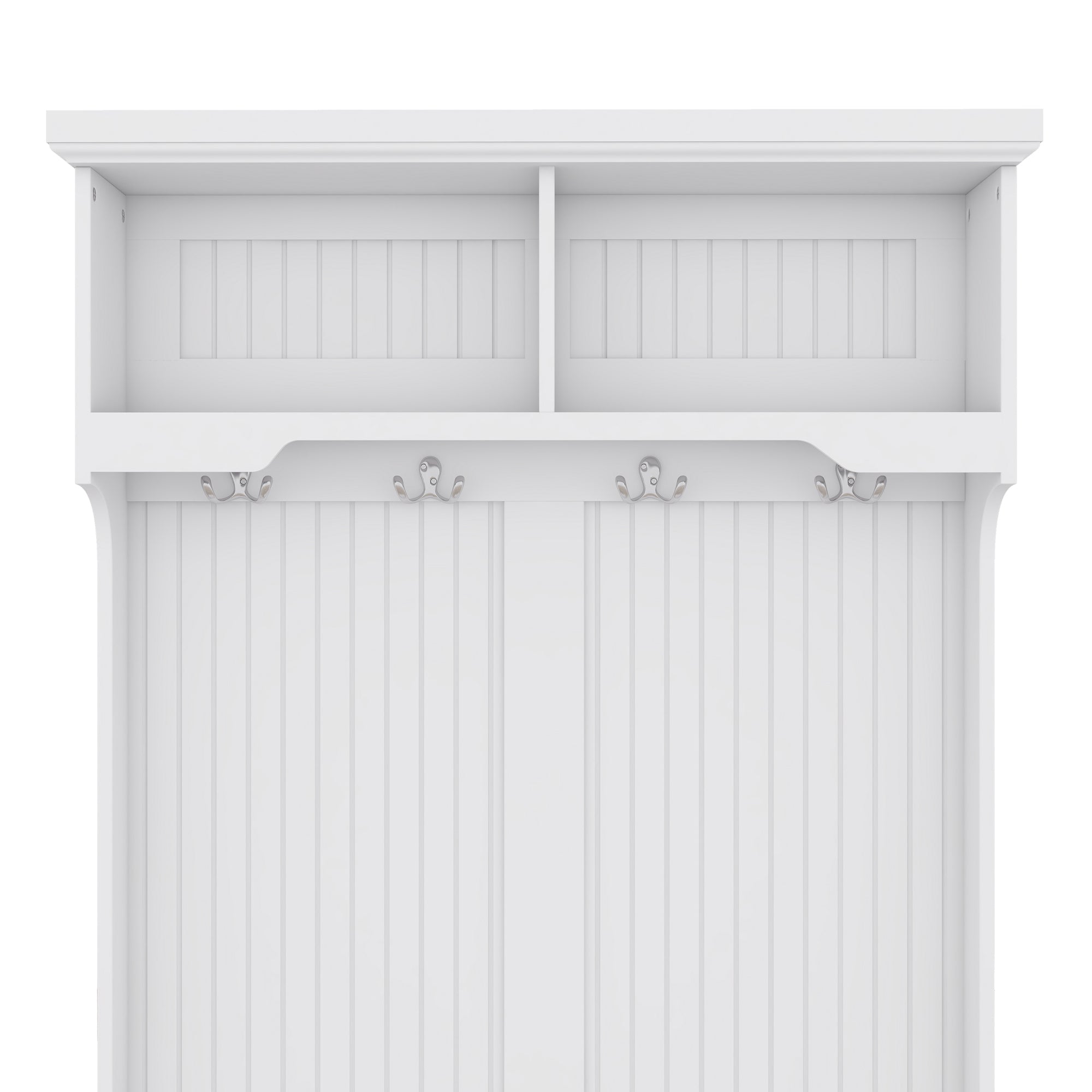 Hall Tree with Storage Shoe Bench for Entryway and Hallway 4-in-1 Design Coat Racks with 4 Hooks for Living Room White