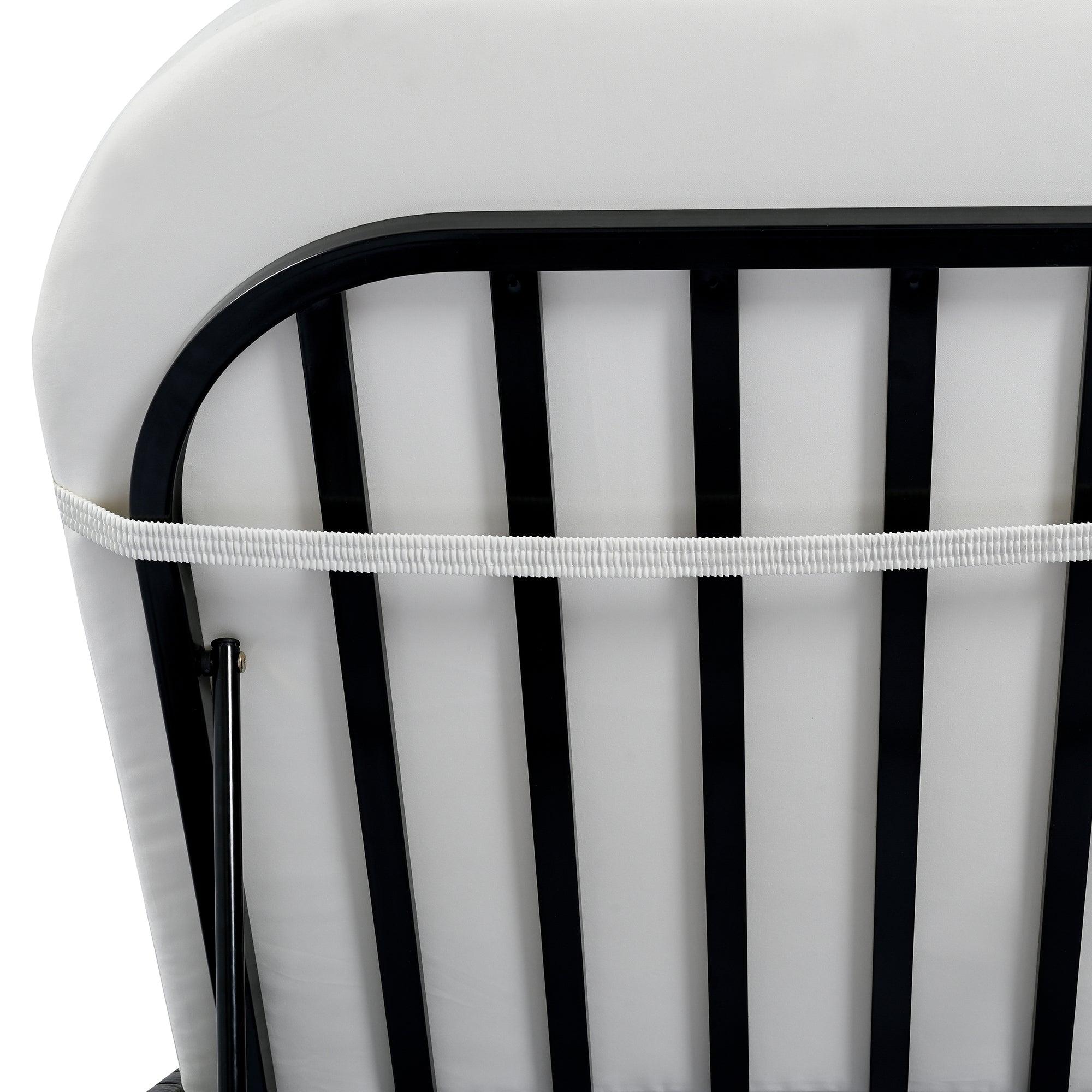 Outdoor Daybed, Patio Rattan Daybed with 5-Position Adjustable Backrest and Removable Cushions & Pillows for Garden, Backyard, Poolside