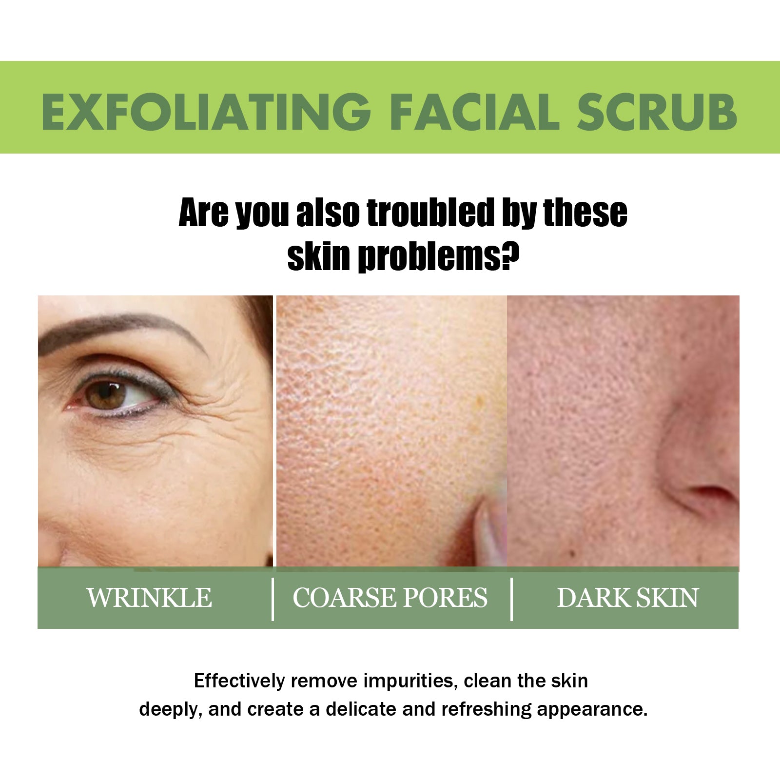 Exfoliating Facial Scrub, Deep Cleaning Removes Impurities From Fine Lines Firming Delicate Refreshing Smooth Cream