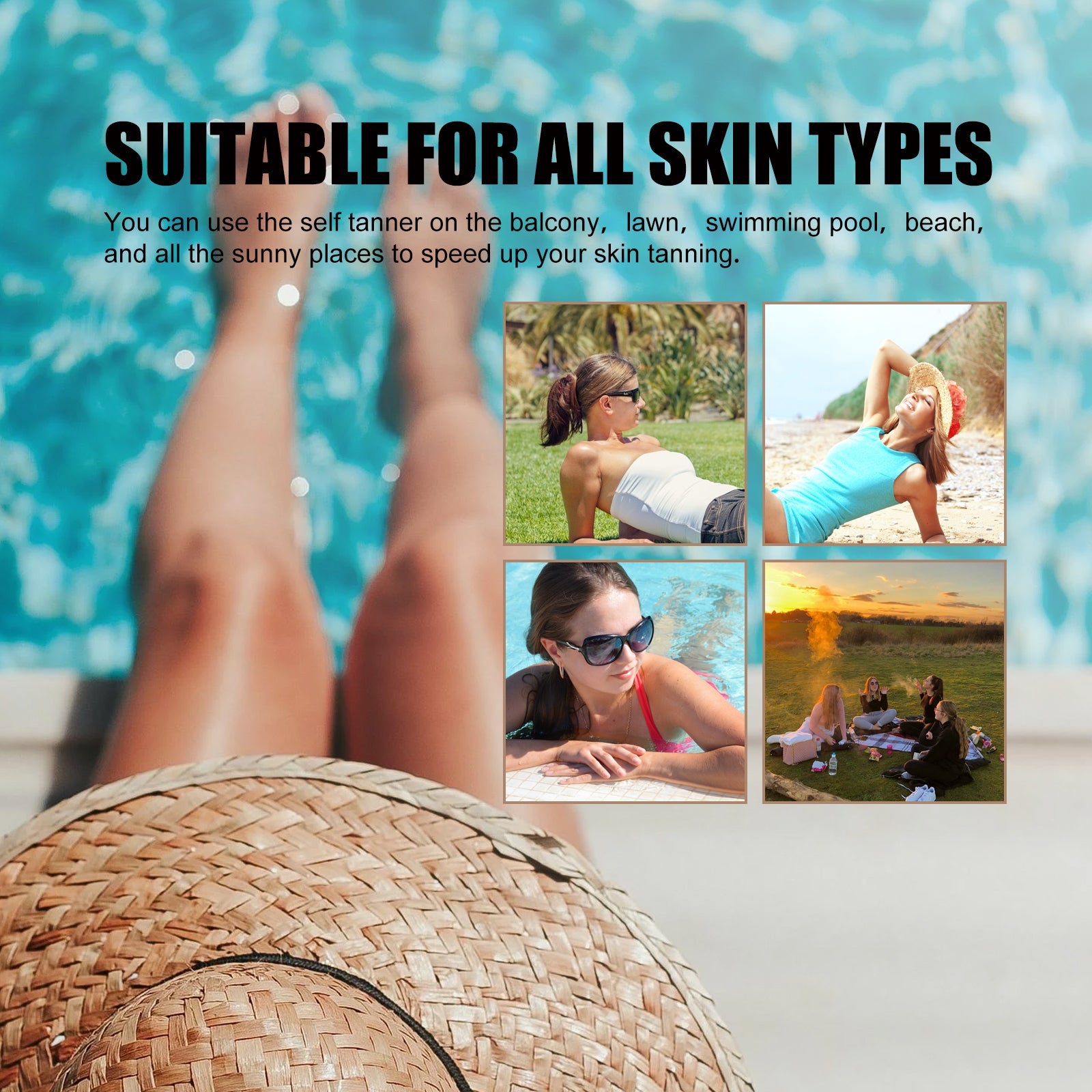 Black Care Gel, Summer Beach Beach Quick Tanning Bronzer Natural Refreshing And Moisturizing