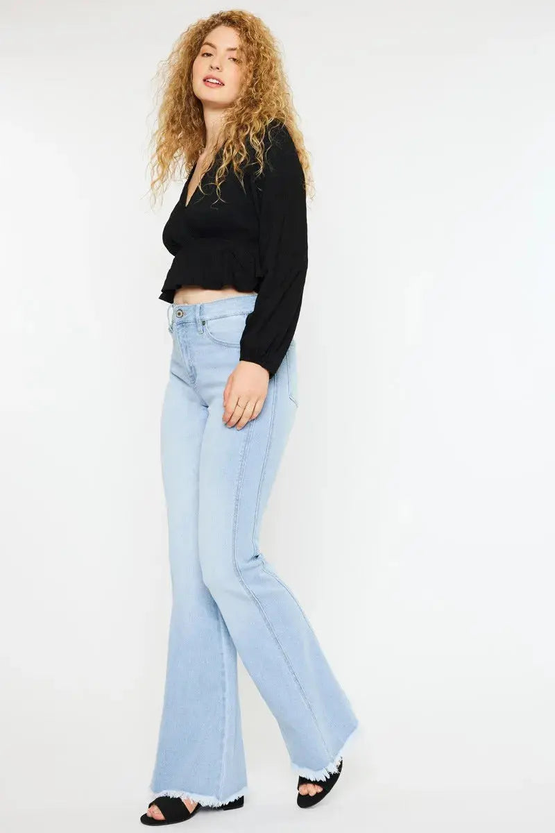 Curvy Kancan High Rise Flare Jeans - Light Wash