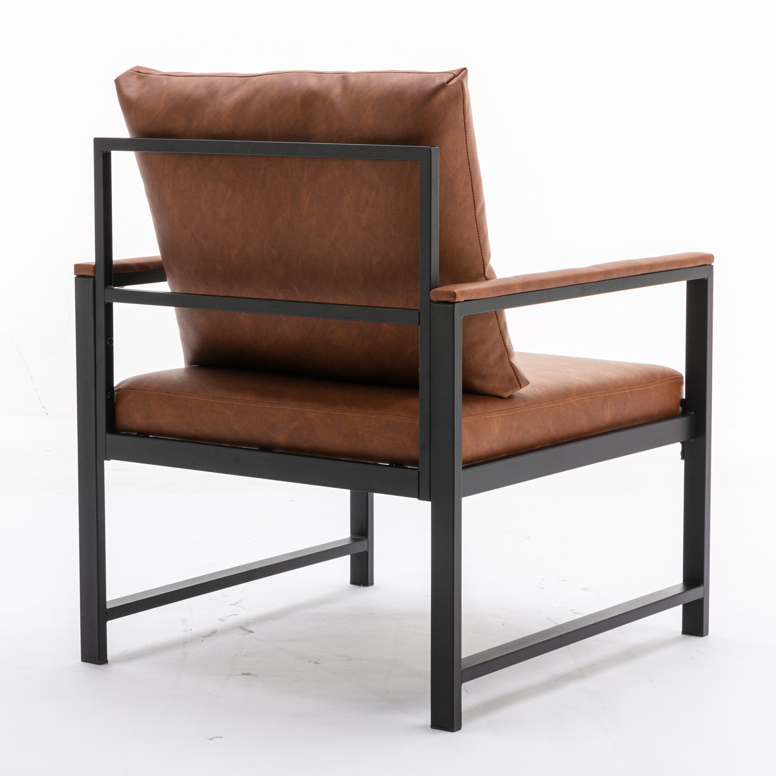 A&A Furniture,Modern Faux Leather Accent Chair with Black Powder Coated Metal Frame Orange