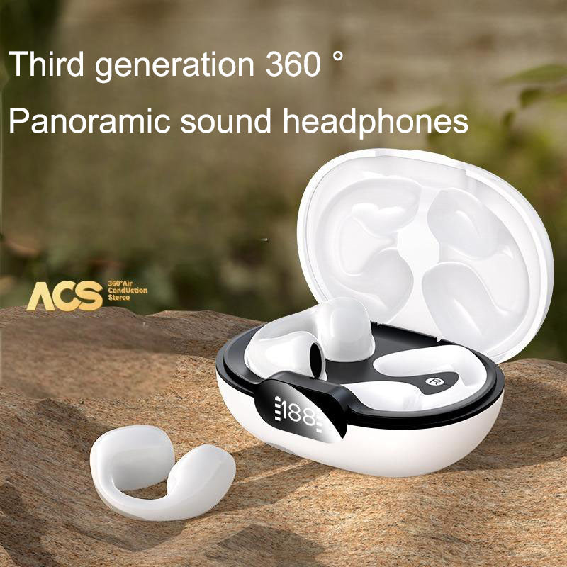 Clip on wireless Bluetooth earphones 5.3 clip on bone conduction sports earphones with ultra long battery life TWS earphones