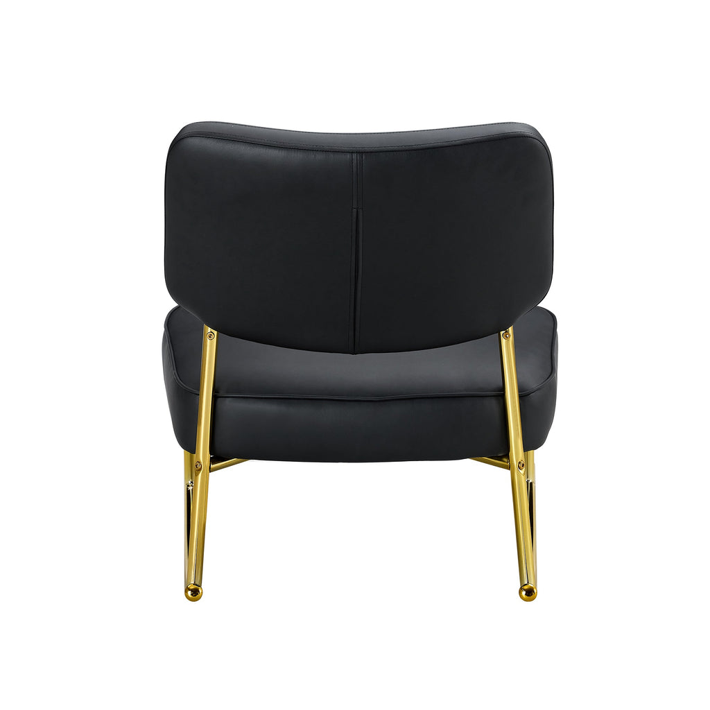 PU material cushioned rocking chair unique rocking chair cushioned seat black backrest rocking chair and gold metal legs