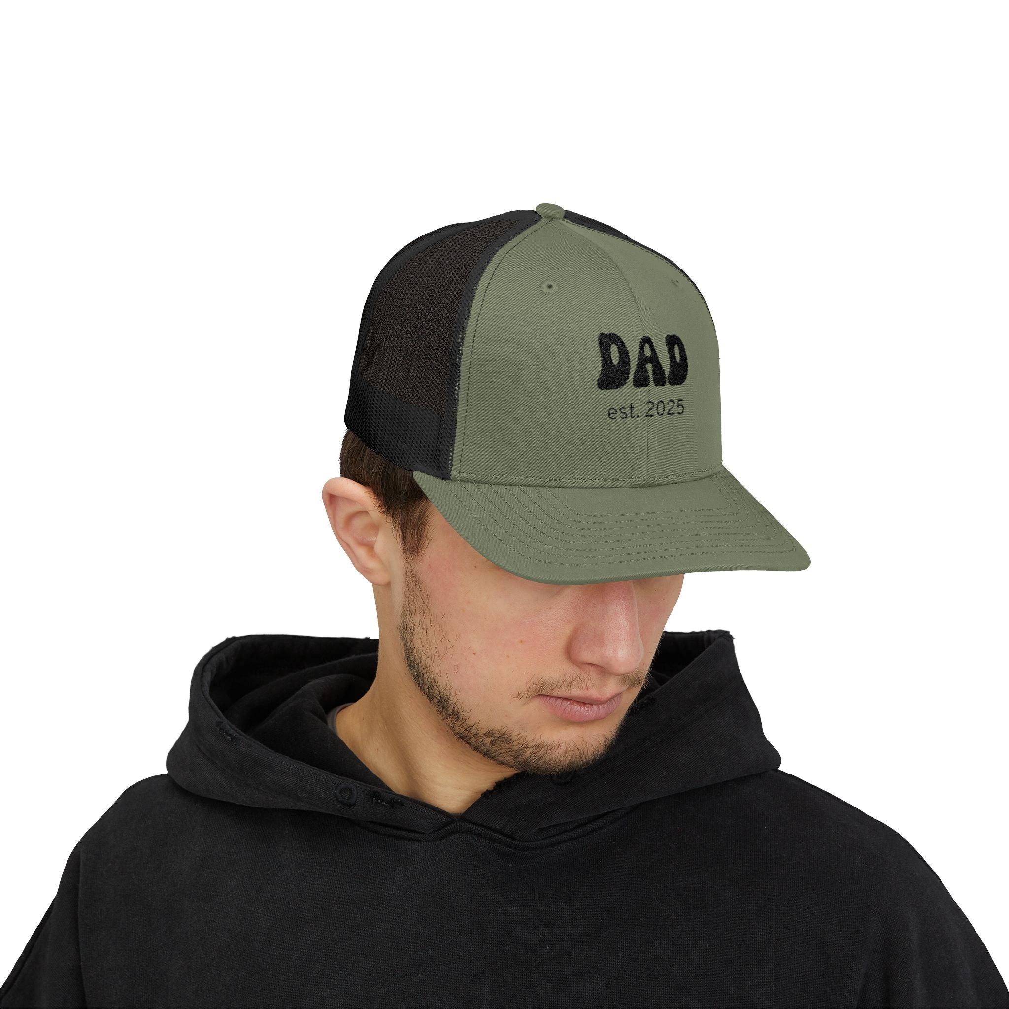 Dad Est. 2025 Snapback Trucker Cap, New Dad Gift, Father's Day Hat, Casual Summer Cap, Memorable Baby Announcement