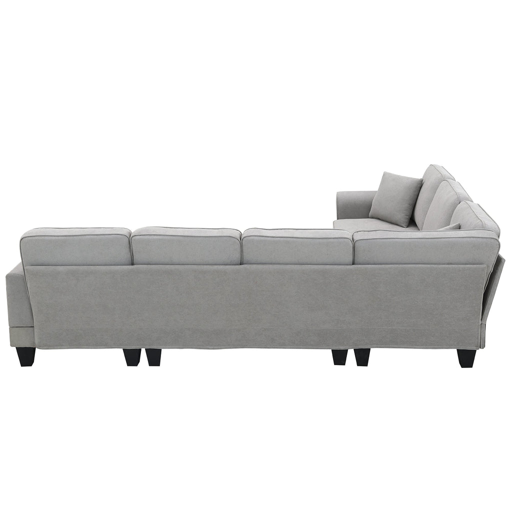 [VIDEO provided] [New] 108*85.5" Modern U Shape Sectional Sofa 7 Seat Fabric Sectional Sofa Set