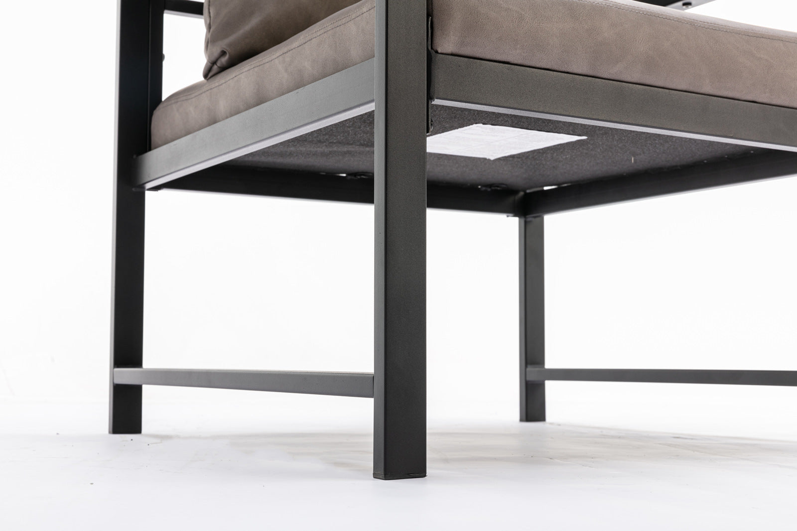 A&A Furniture Modern Faux Leather Accent Chair with Black Powder Coated Metal Frame Gray