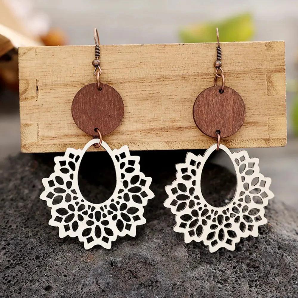 Boho Mandala Geometric Cutout Dangle Earrings