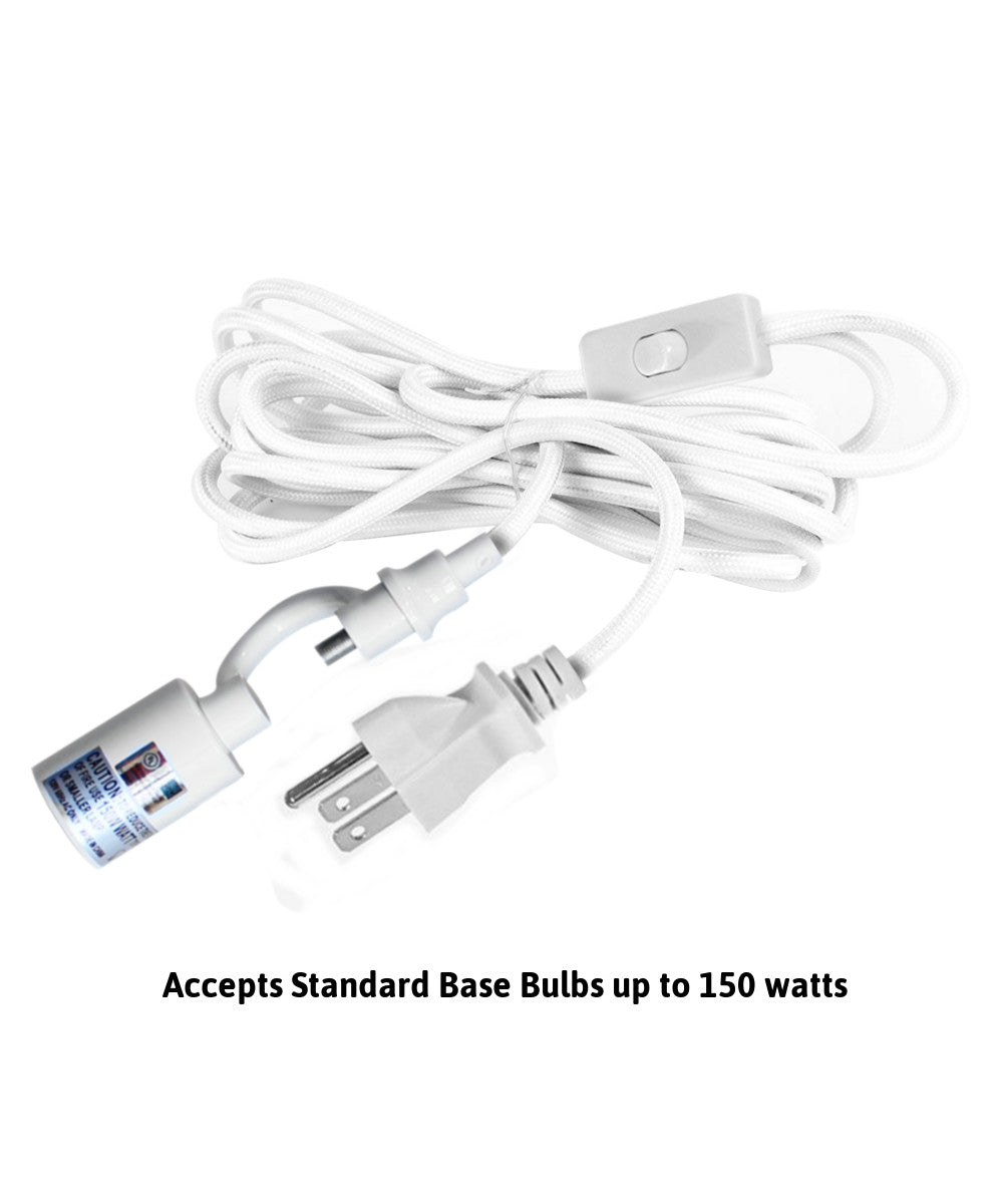 14"W MAST Plug-In Wall Mount Pendant 1 Light White Cord/Arm White Shade