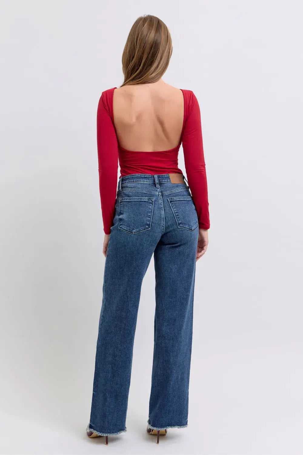 Full Size/Plus Size Raw Hem Mid Rise Judy Blue Jeans