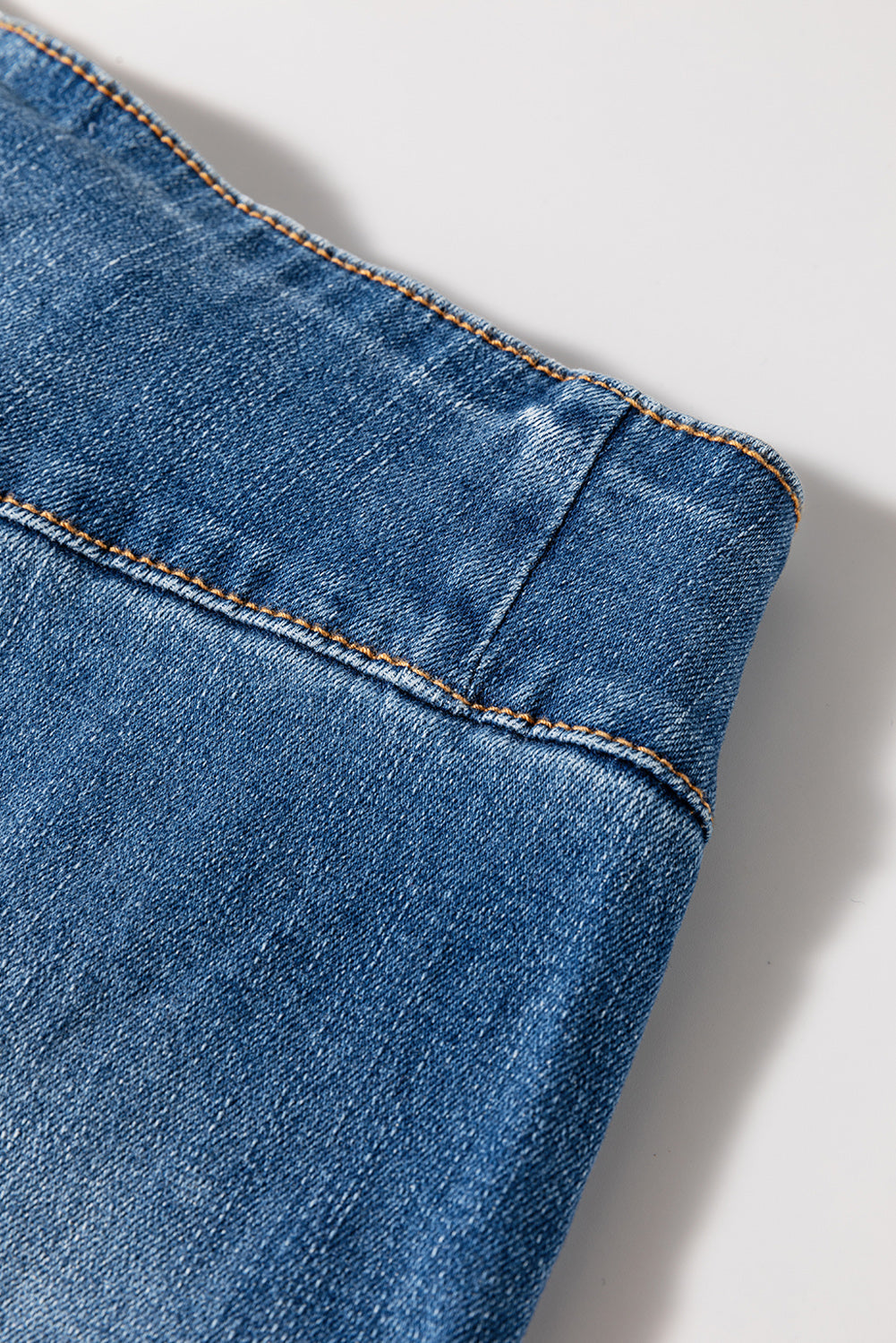 Sail Blue High Waist Jeans With Button Fly And Raw Hem