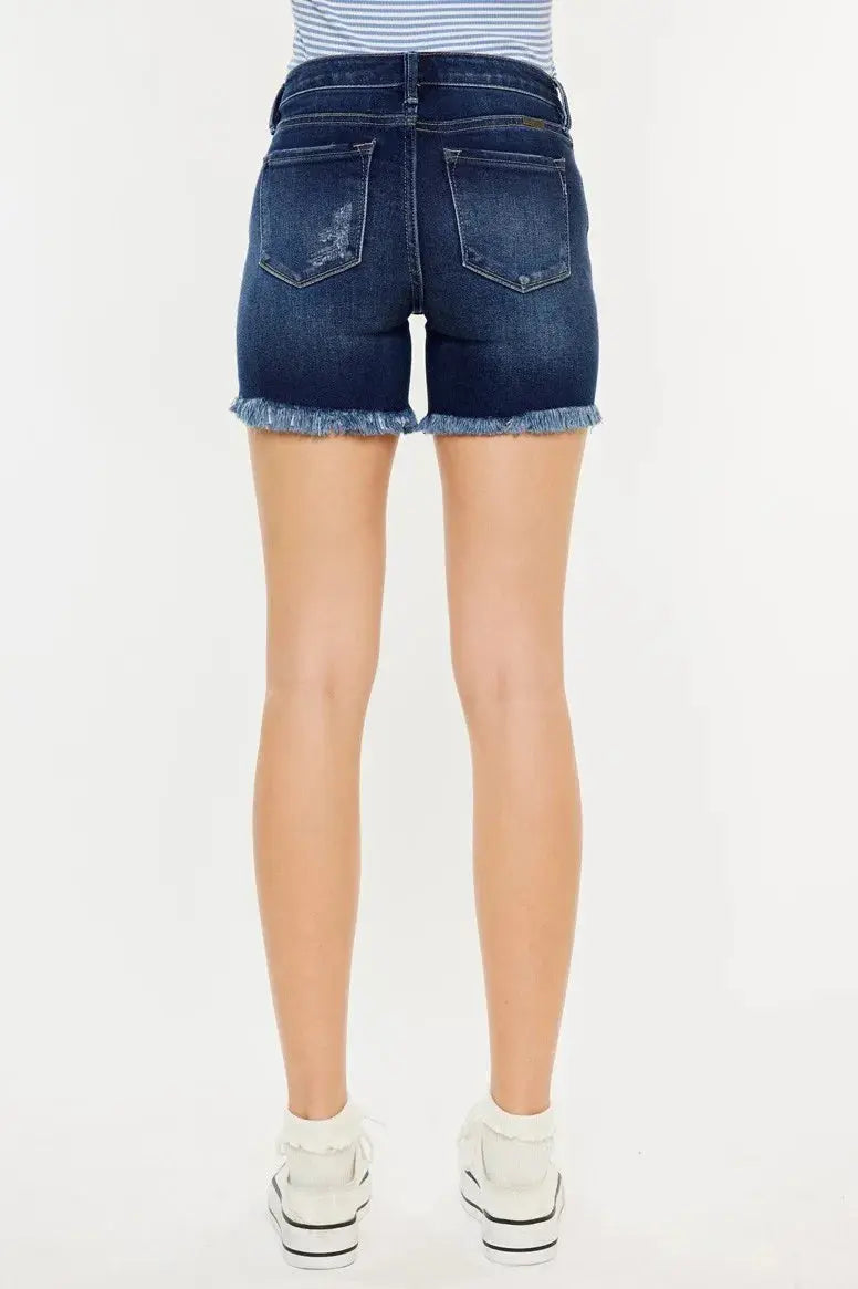 Mid Rise Button Fly Kancan Denim Shorts