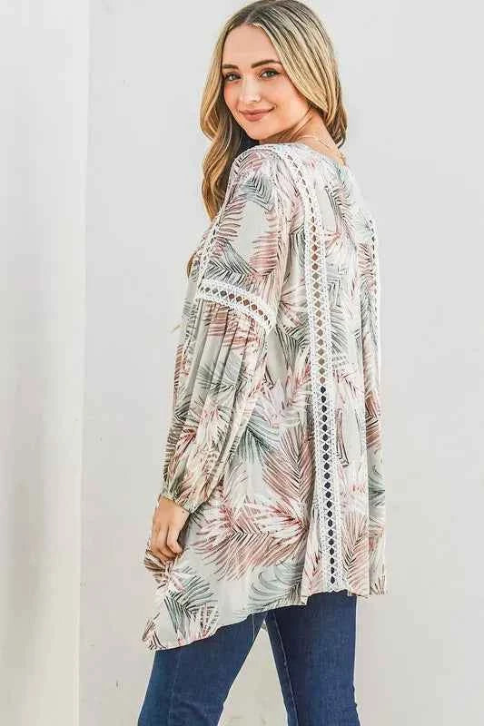 And The Why Lace Trim Casual Tunic Top Women's Blouse