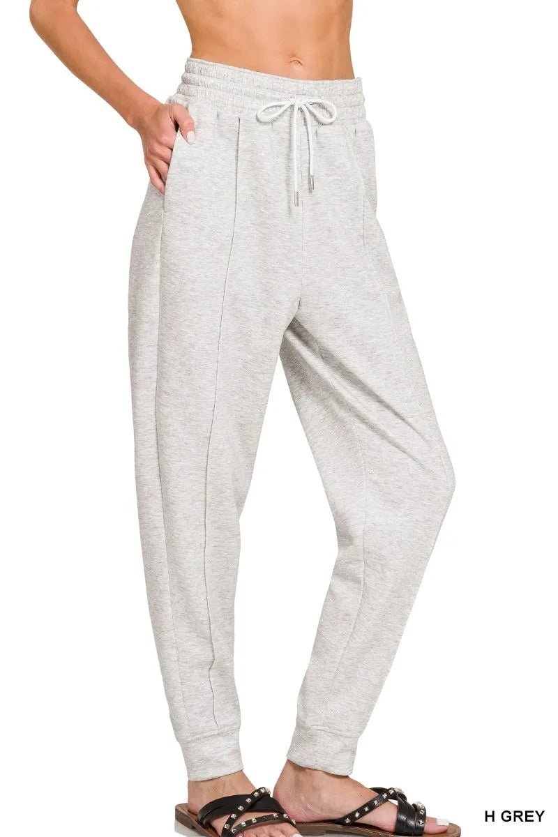 Zenana Drawstring Sweatpants with Pockets in Grey