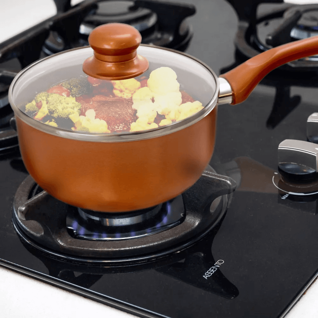 Better Chef 2Qt Ceramic-Coated Copper-Tone Saucepan with Glass Lid