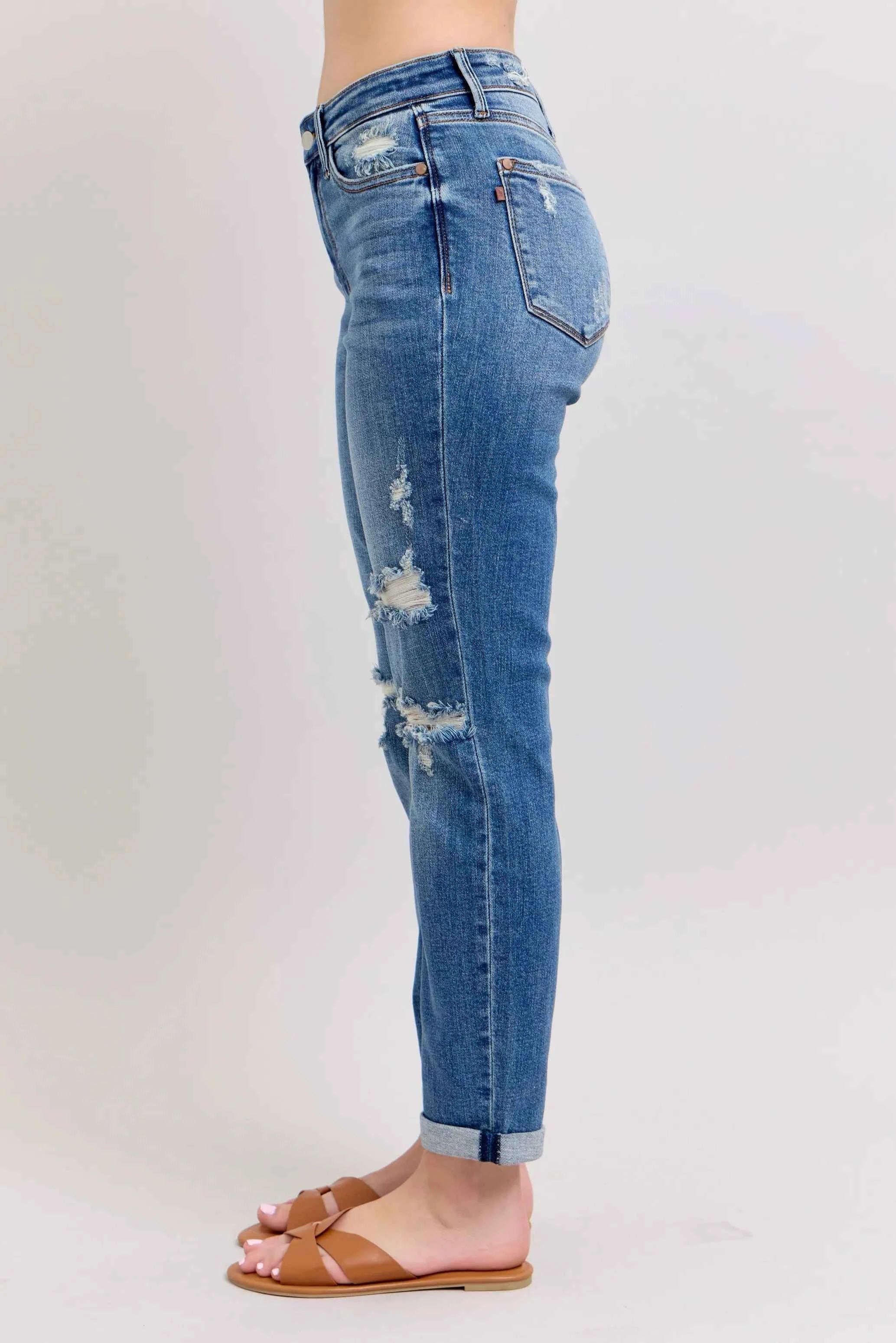 Judy Blue Plus Size Boyfriend Jeans in Vintage Wash for Women