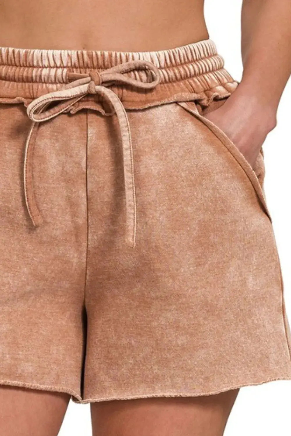 Rust Acid-Wash Fleece Lounge Shorts – Zenana