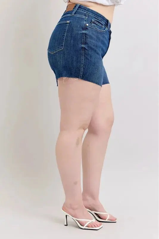 Judy Blue Jeans - Full Size High Waist Criss-Cross Waistband Denim Shorts