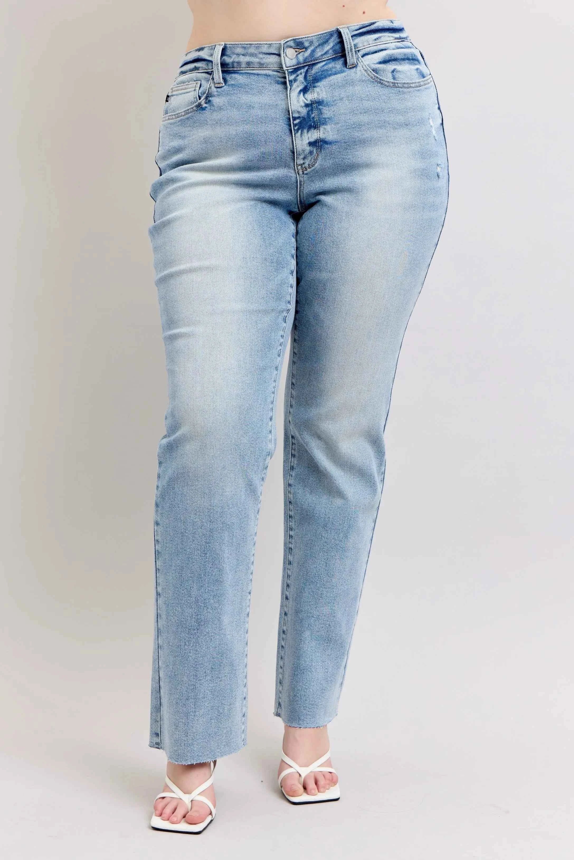 Judy Blue Plus Size Women's Jeans - Full Size Mid Rise Light Wash Dad Jeans