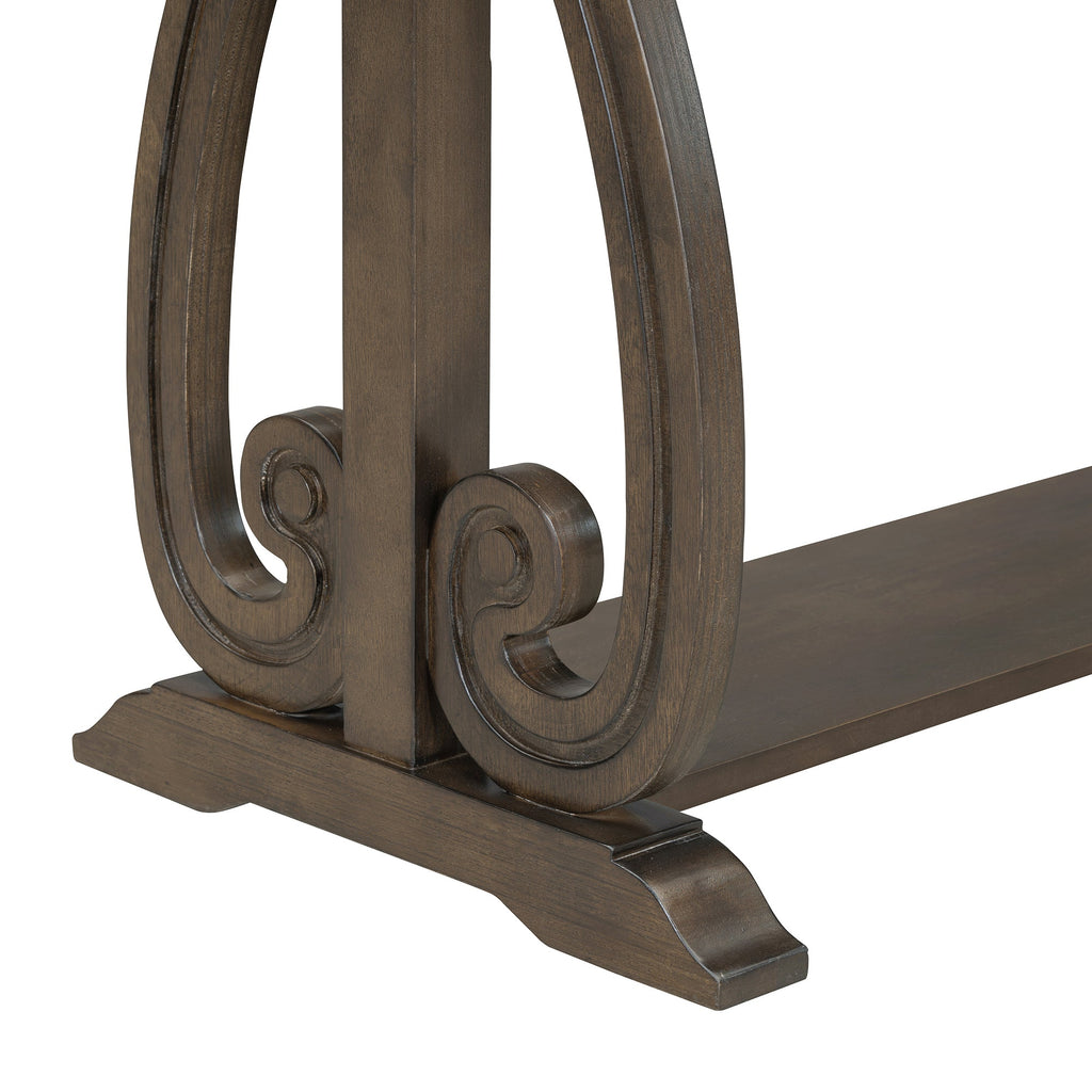 48-Inch Rustic Vintage Console Table --- Farmhouse Style Entryway Table with Open Shelf and Sturdy Construction (Walnut)