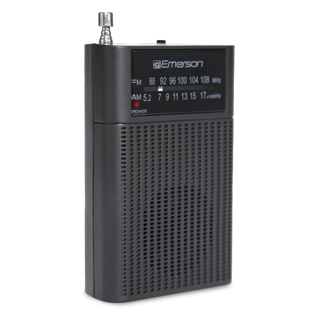 Emerson Portable AMFM Radio with Built-In Speaker and Easy Removable Belt Clip
