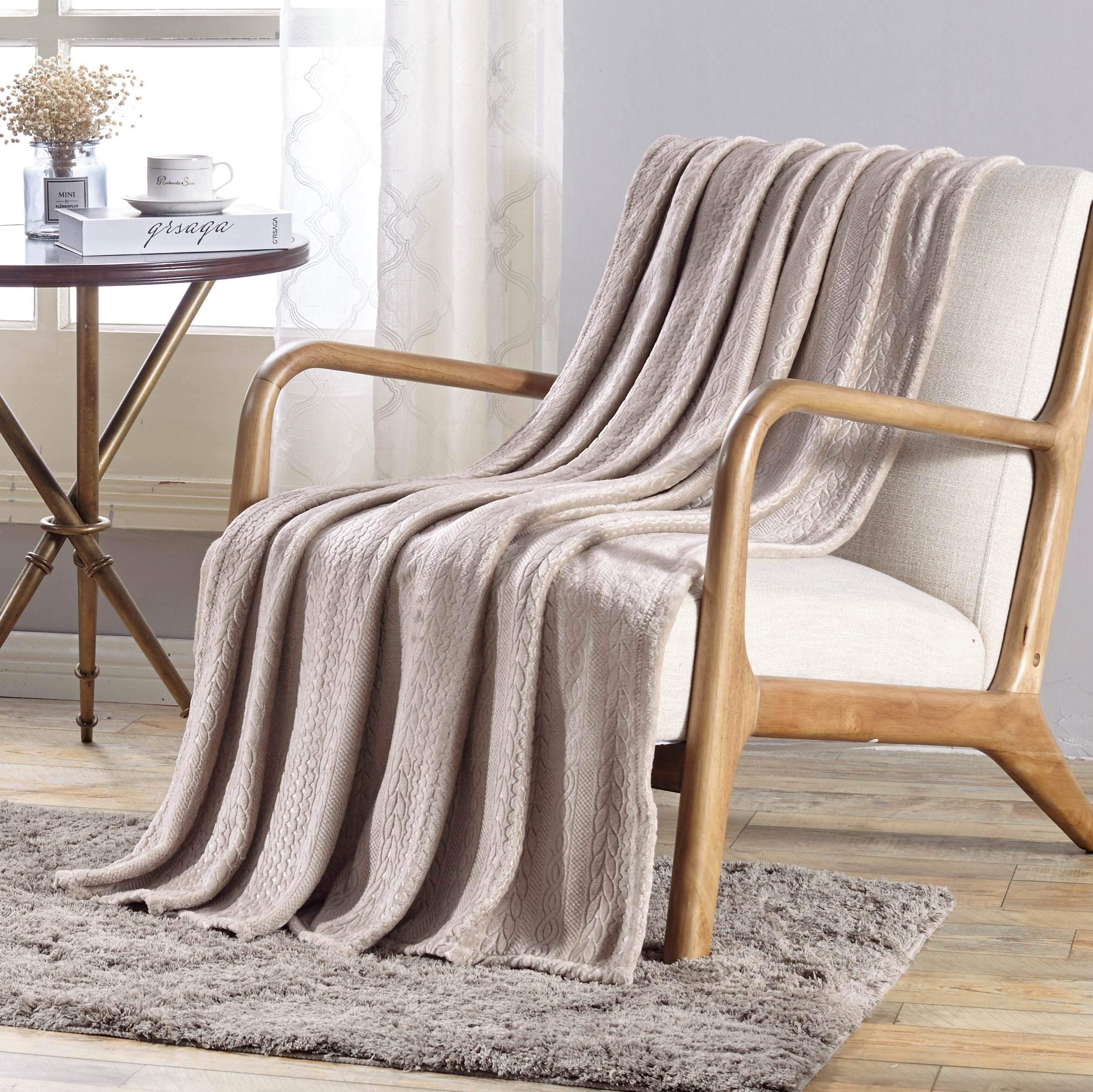 Decor&More Double Helix Embossed Ultra Lush Throw Blanket (50" x 60")