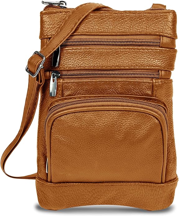Krediz Genuine Leather Cross Body Handbag - Soft & Durable Crossbody Bags- 3 Sizes Multiple Colors