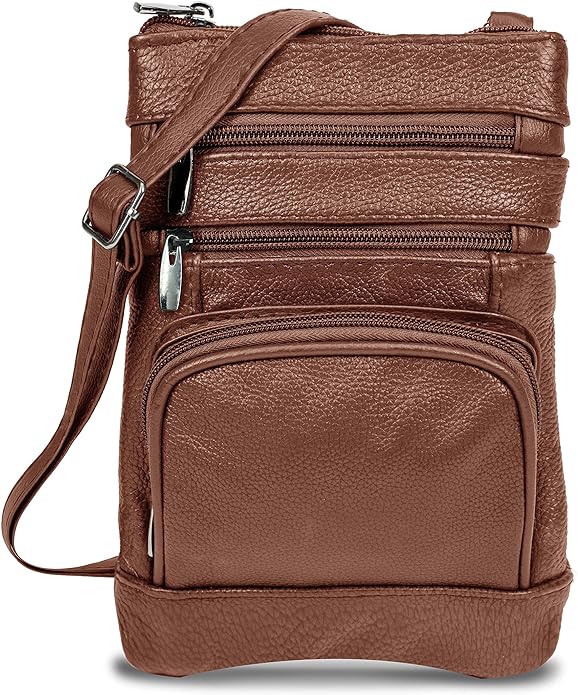 Krediz Genuine Leather Cross Body Handbag - Soft & Durable Crossbody Bags- 3 Sizes Multiple Colors