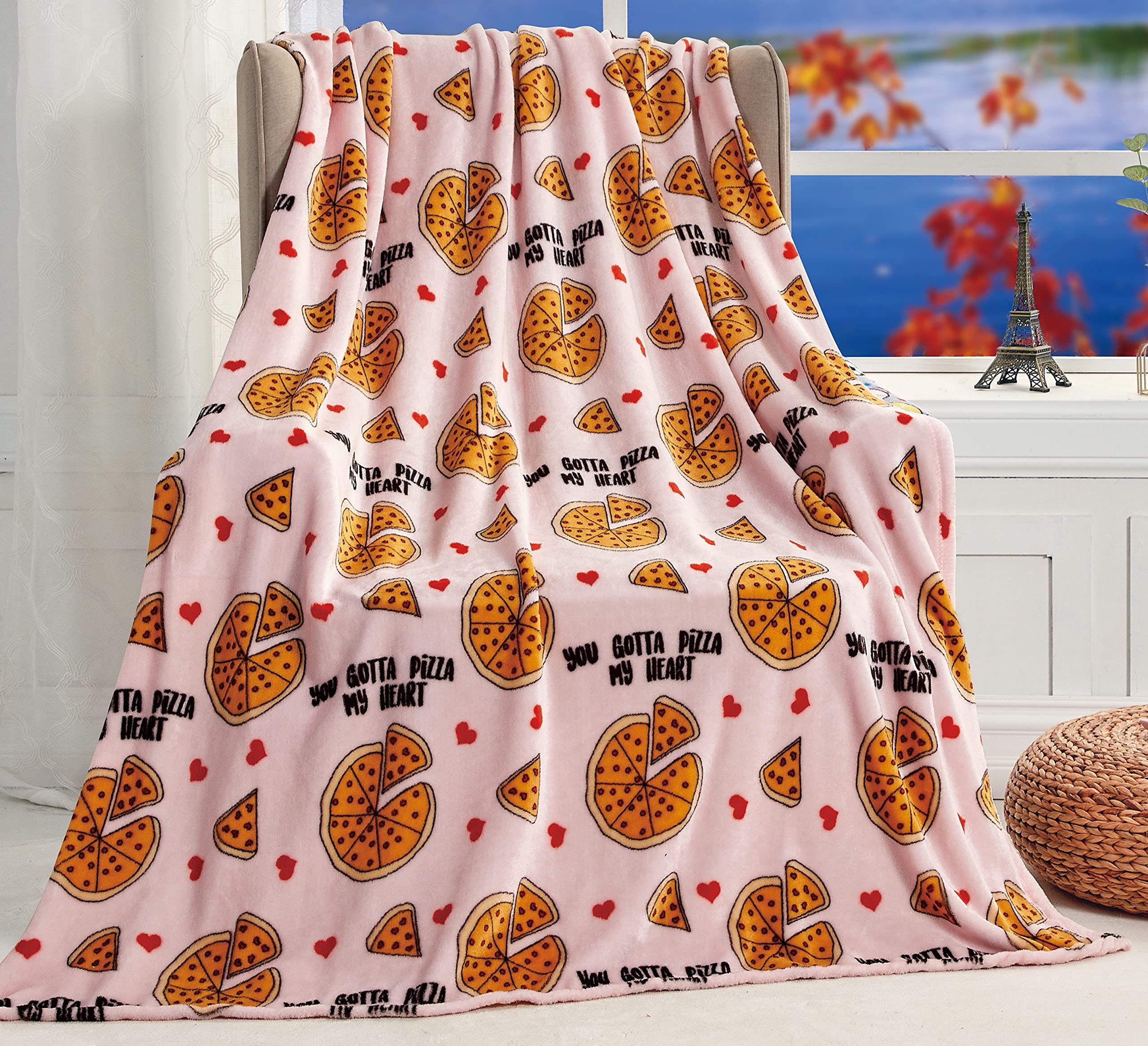 Decor&More Amor Eterno Be Mine Love Collection Valentine's Day Heart Ultra Plush Throw Blanket (50" x 60") -