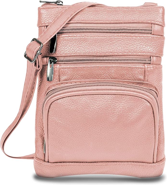 Krediz Genuine Leather Cross Body Handbag - Soft & Durable Crossbody Bags- 3 Sizes Multiple Colors