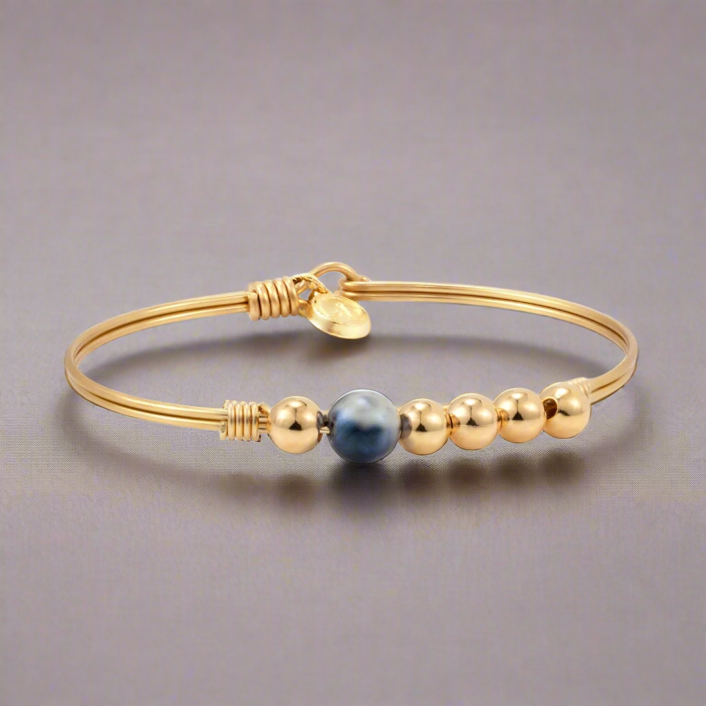 Splash Of Denim Beaded Bangle