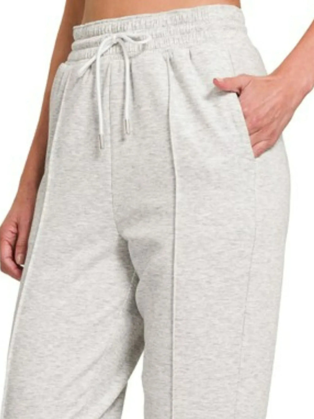 Zenana Drawstring Sweatpants with Pockets in Grey