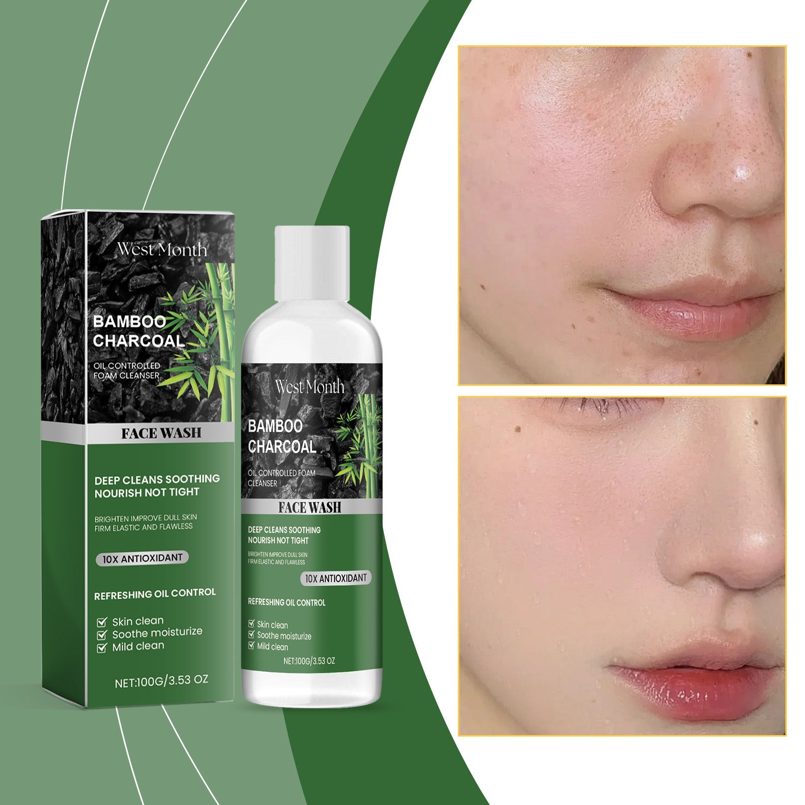 Charcoal Facial Cleanser Cleans Facial Skin From Oil And Dirt, Keeps Moisturizing, Refreshing And Oil Controlling